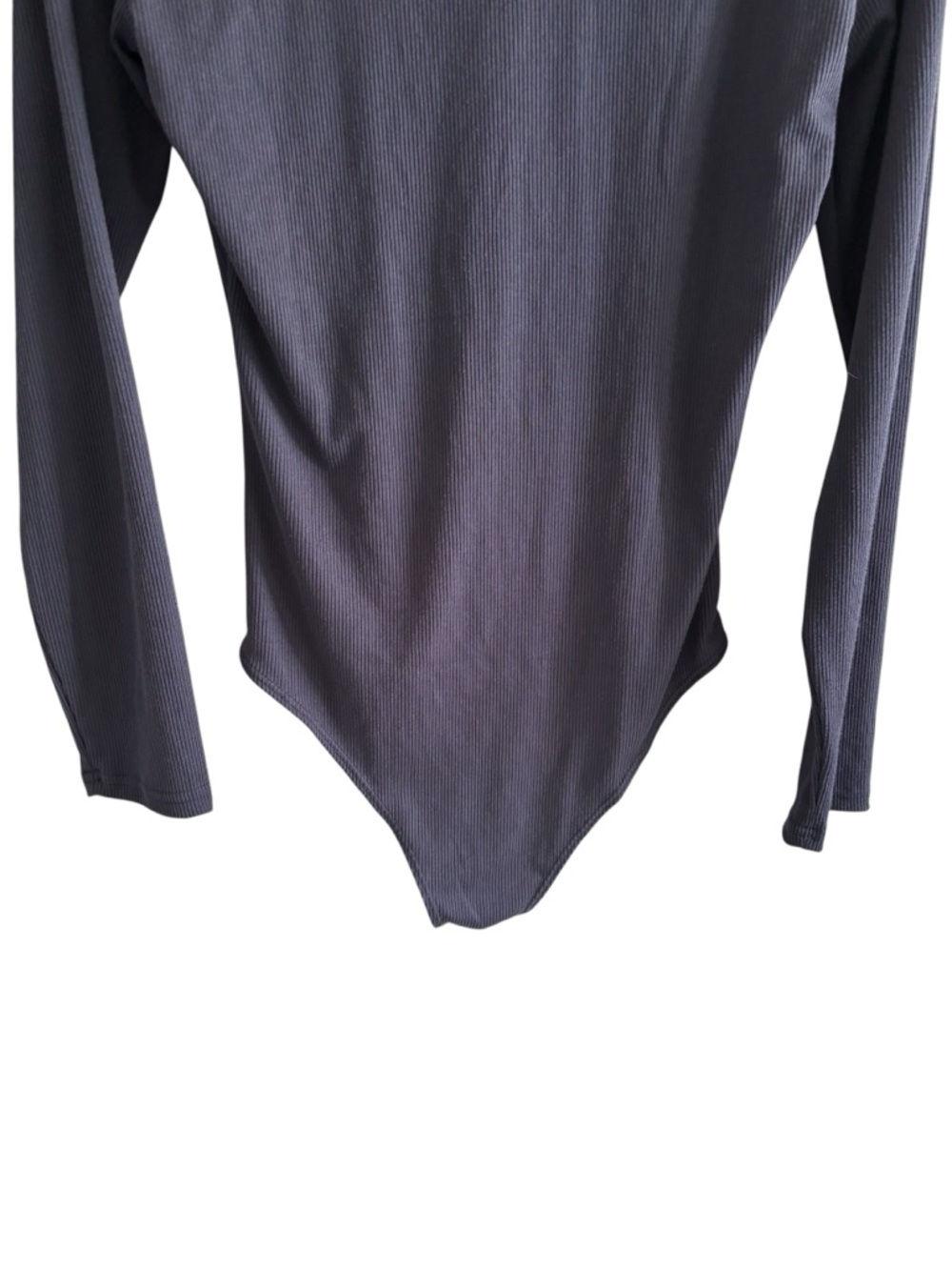 Real Essentials Navy Ribbed Bodysuit Long Sleeve Minimalist Capsule Basic Large - Picture 8 of 16